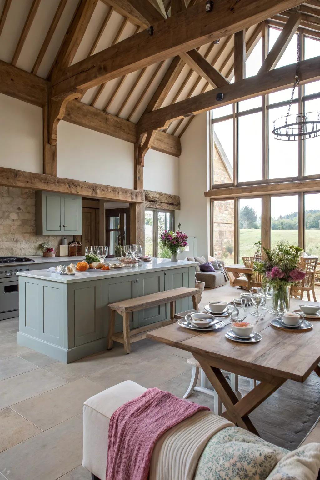 Open-plan designs maximize space and light, perfect for barn conversions.