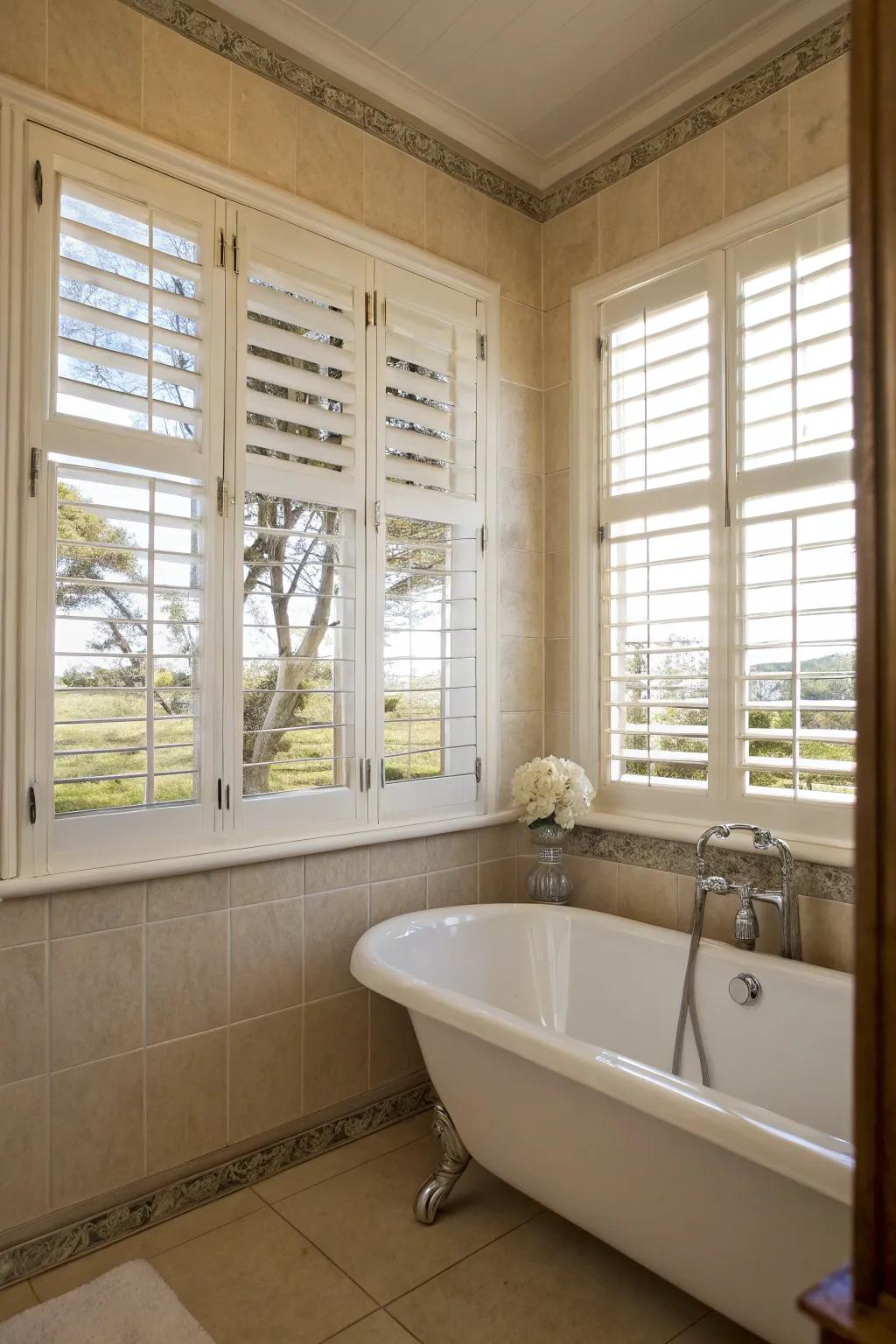 Eternal elegance: Shutters impart a classic allure to your bathroom.