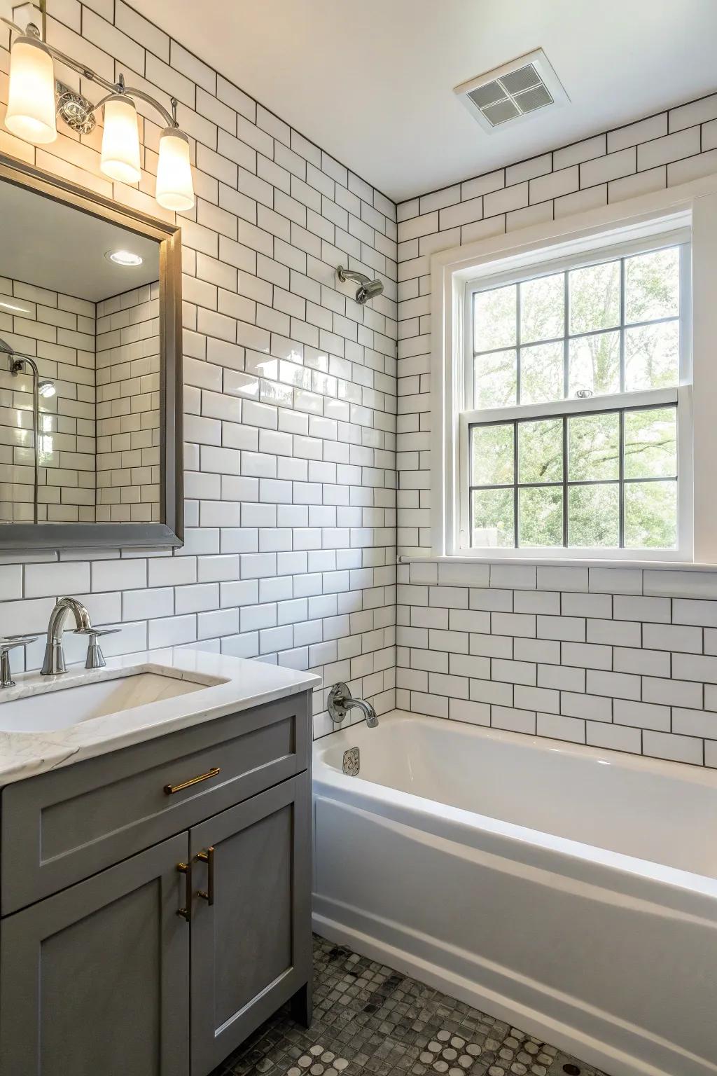 Classic ceramic paneling lends timeless grace to any bathtub environment.