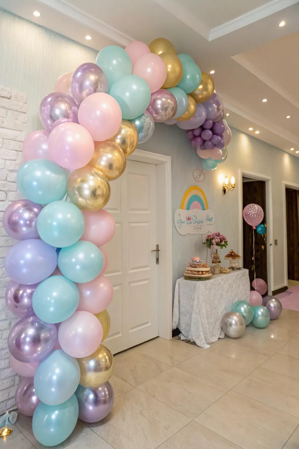 An eye-catching balloon arch serving as a dramatic entry