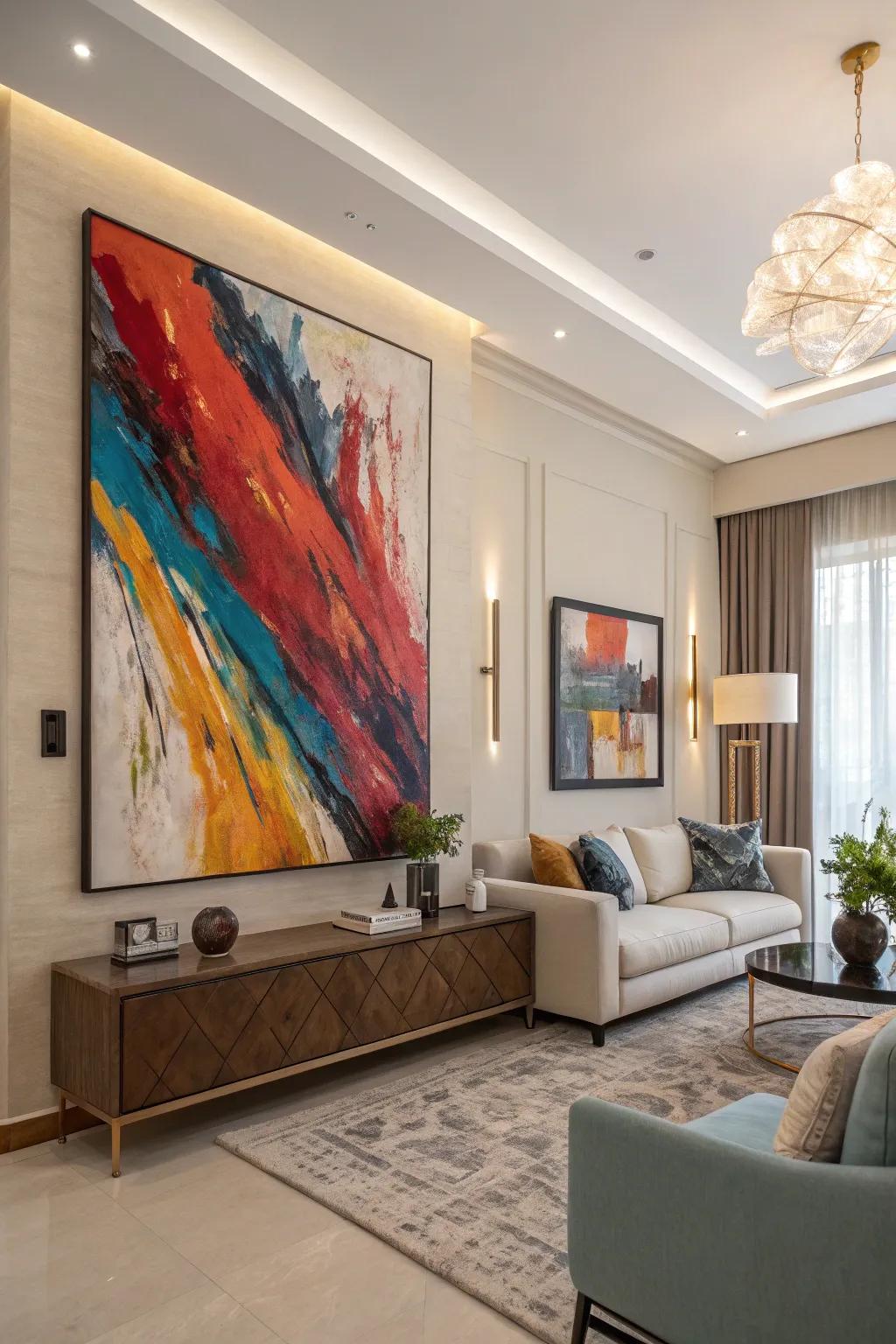 Bold abstract art adds energy and personality to any room.