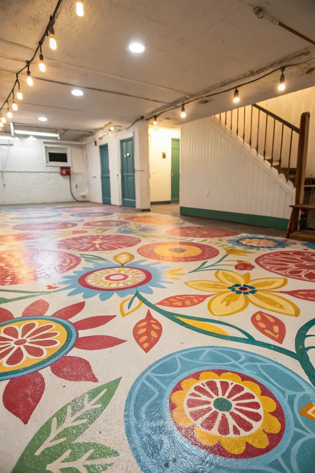 A splash of paint has the power to turn basic concrete into a vibrant foundation for your basement.