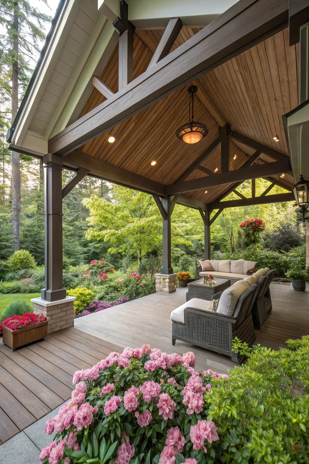 Gabled roofs provide both visual appeal and useful benefits for your deck.