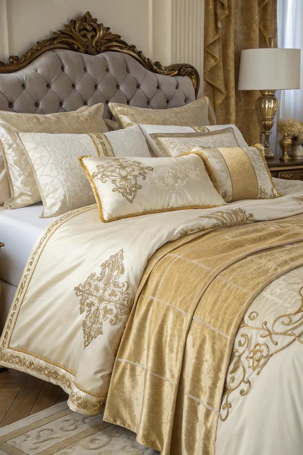Lavish bedding transforms the bed into the central feature of refinement.