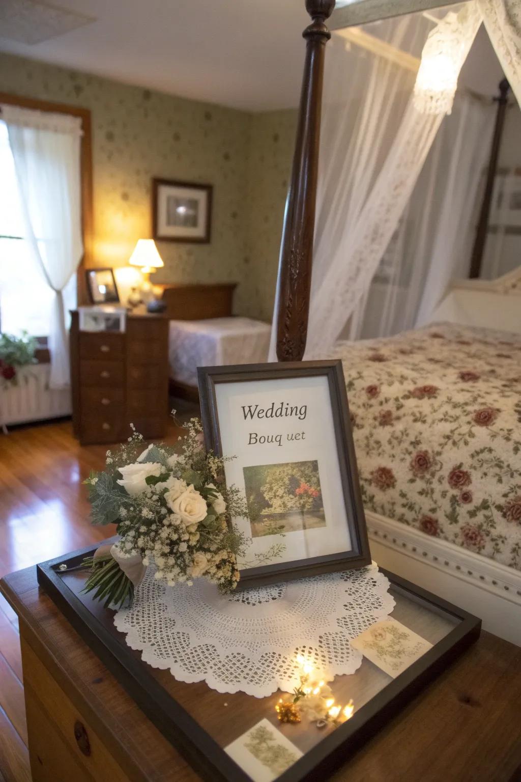 Transform your wedding flowers into an enduring memento with a display case.