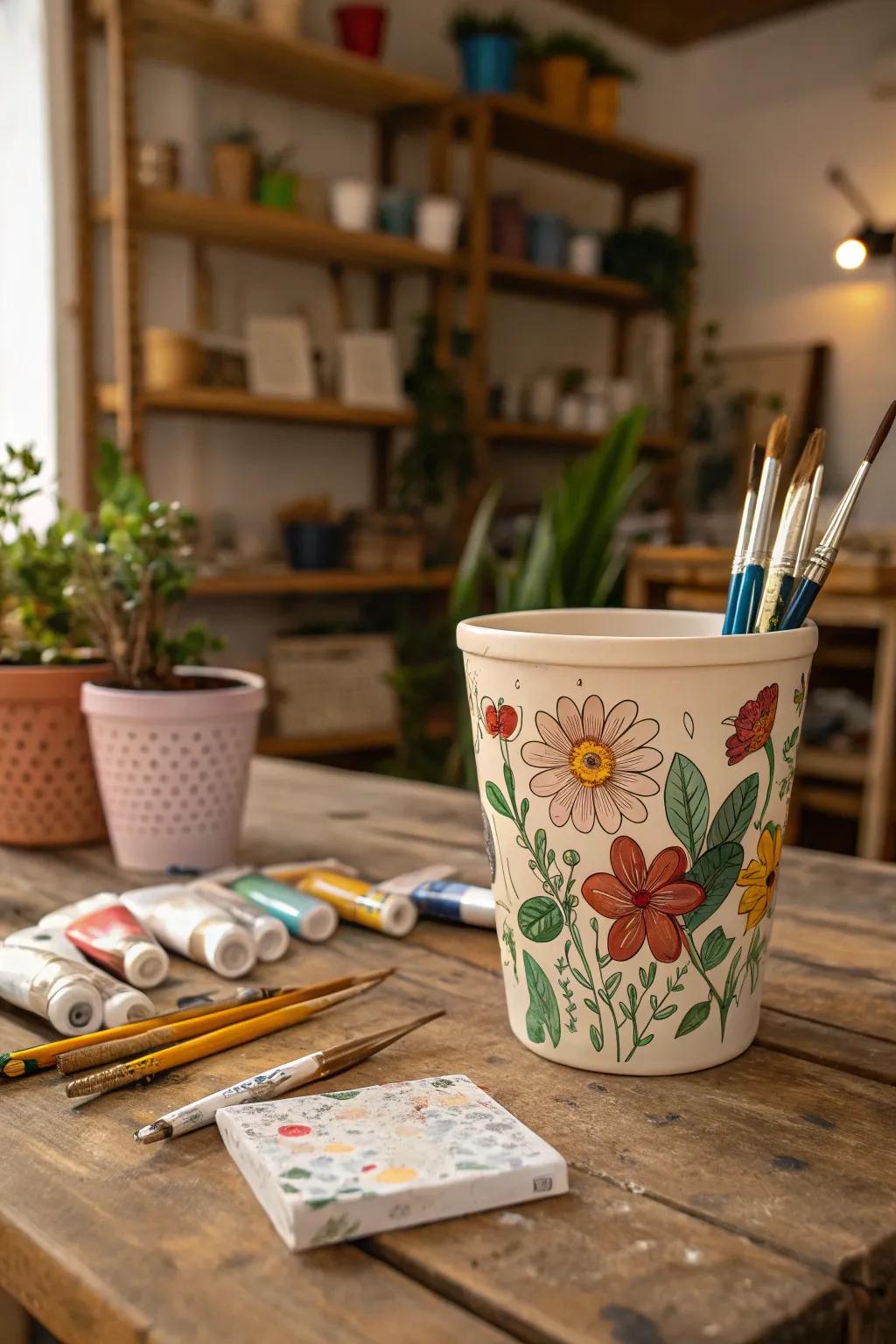 Hand-painted flower cups: miniature art pieces.