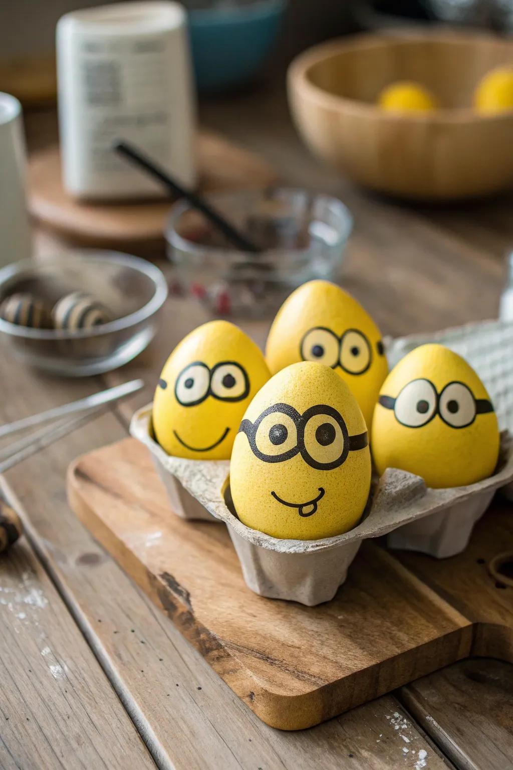 Minion-inspired eggs bringing smiles and laughter.