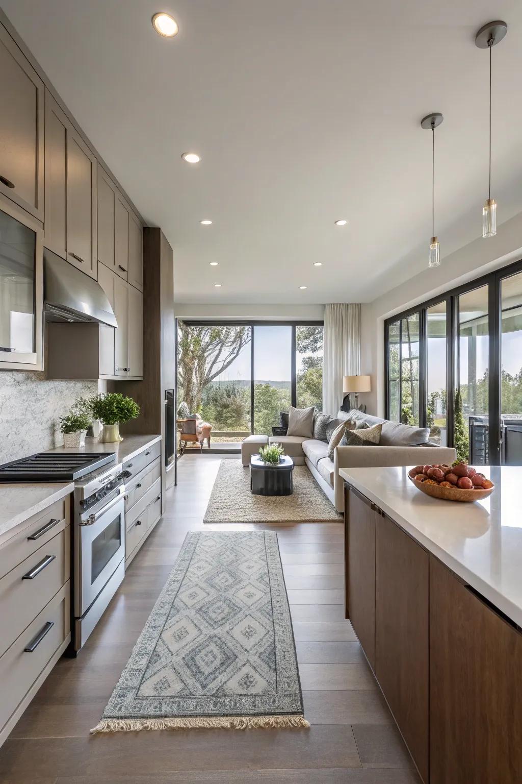With no walls, you get an unobstructed view stretching from the kitchen to the living room.