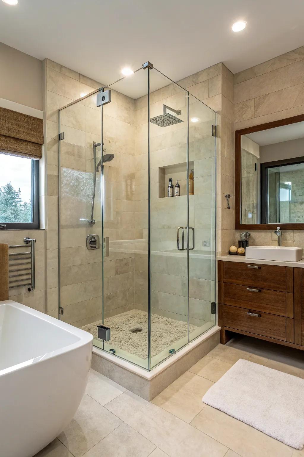Frameless glass showers create a sleek and open feel in any bathroom.