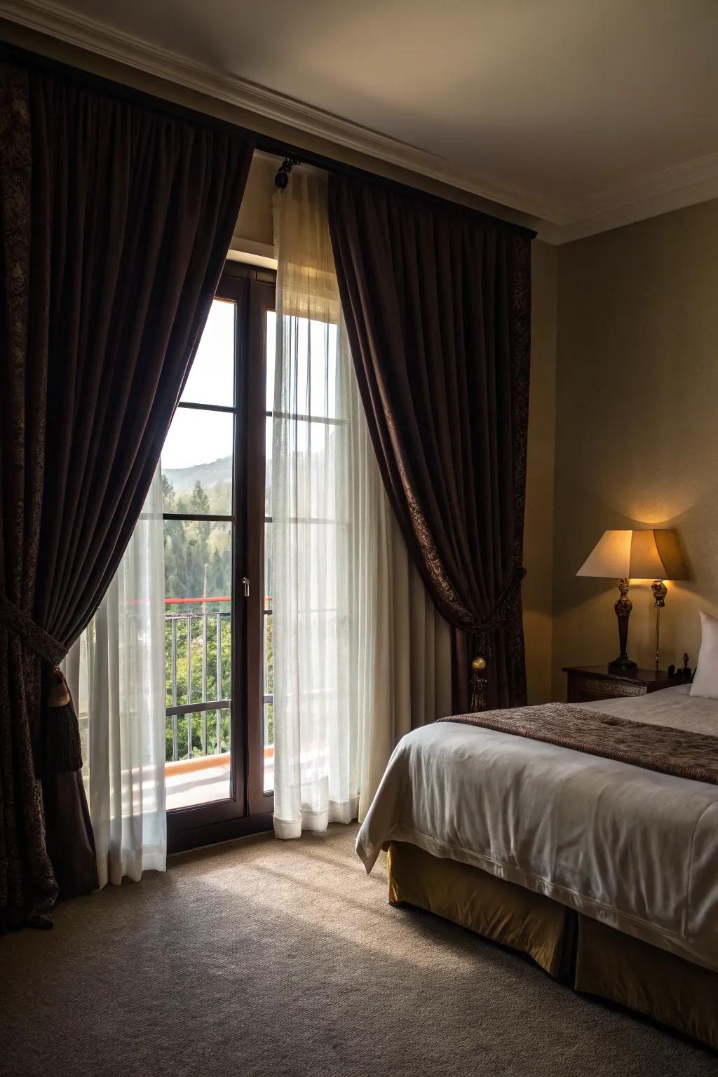 Blackout curtains combine style and practicality by keeping your space dark and restful.