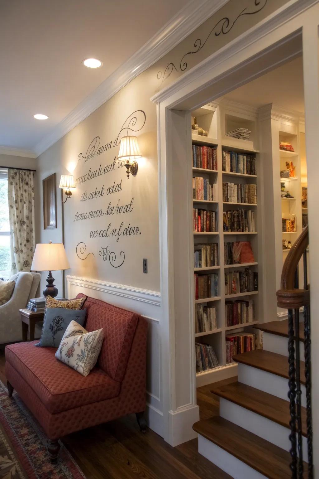 A wall of inspiring quotes can set the perfect tone for your reading space.