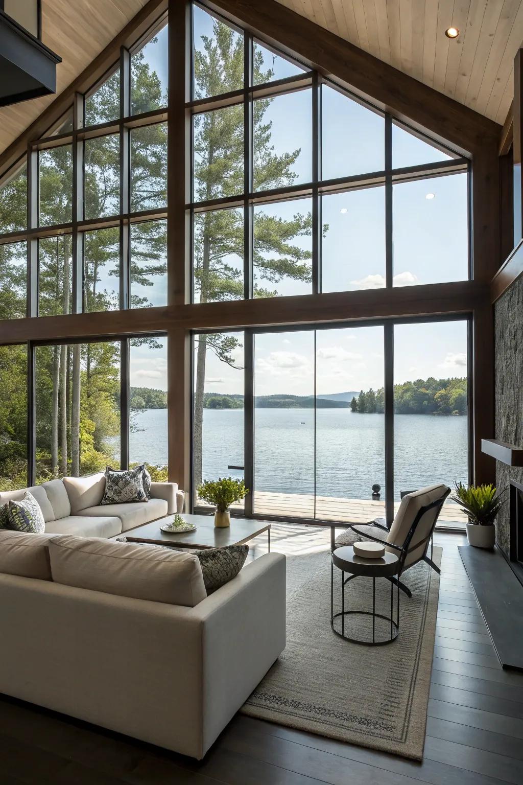 Invite nature into your living space with sweeping floor-to-ceiling windows.