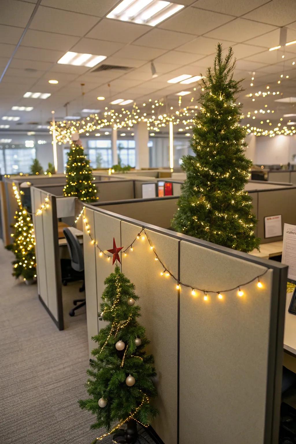 Turn workstations into festive corners with simple decorations.
