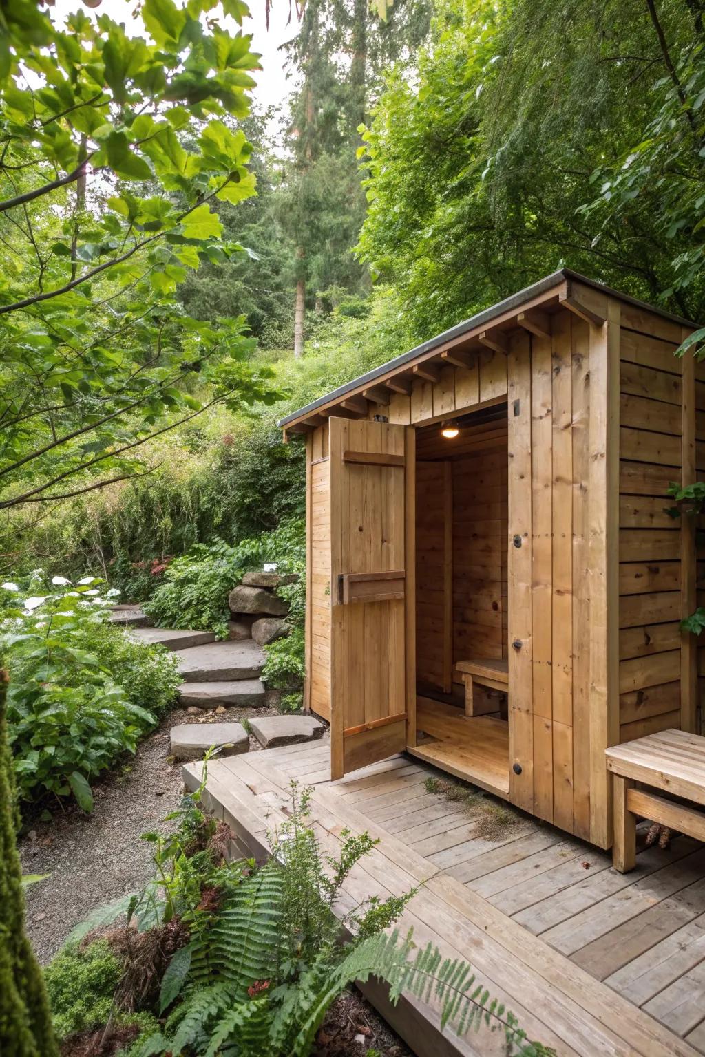 An earthy timber sanctuary that offers seclusion and a touch of the outdoors.