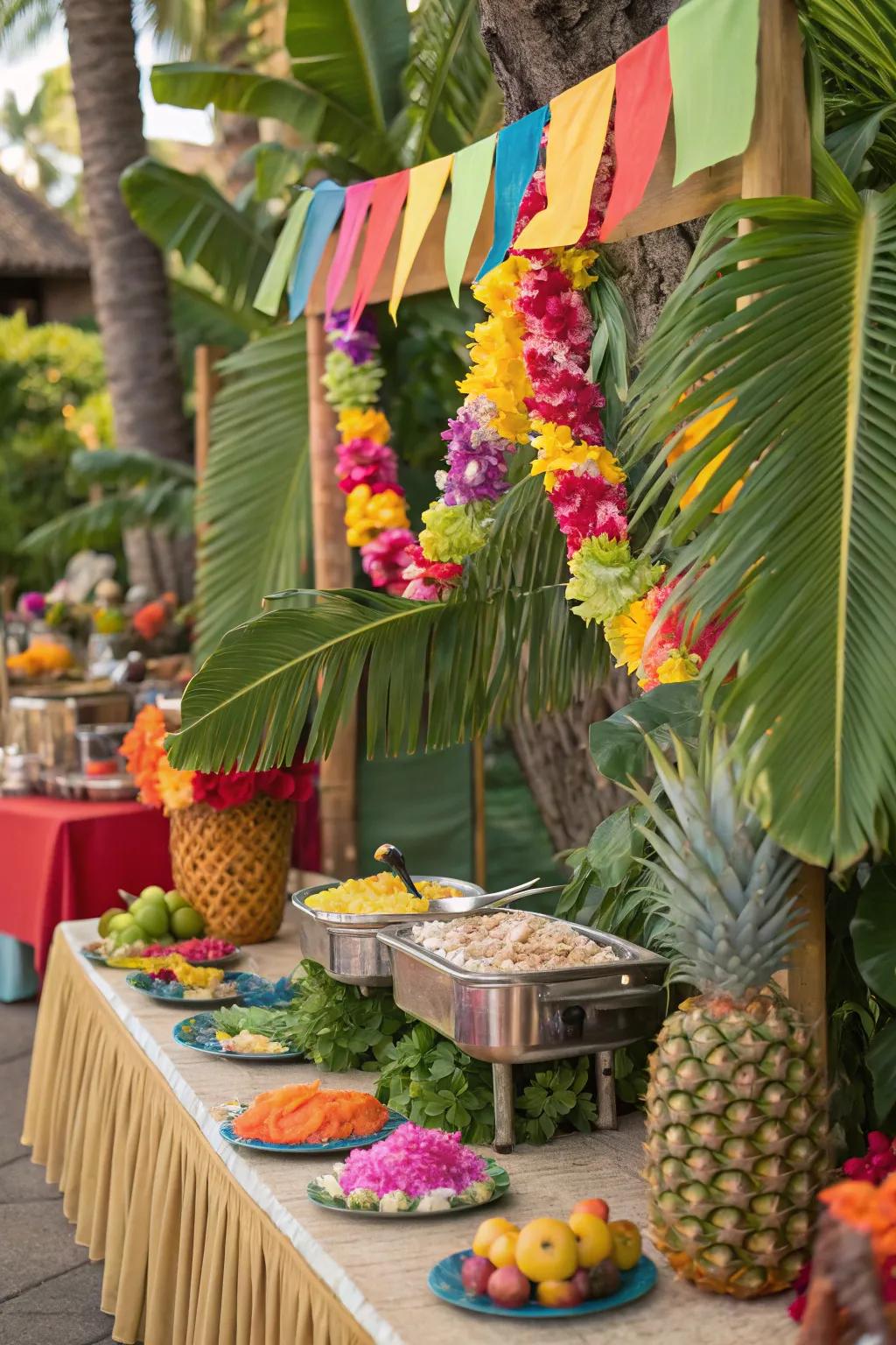 Transform your backyard into Hawaii with a tropical luau.