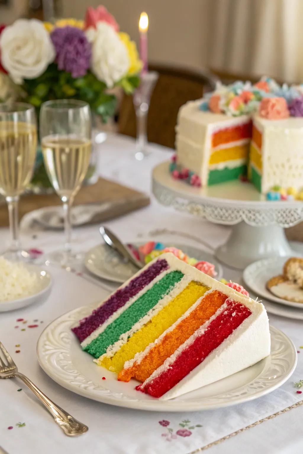 The ageless grace of a traditional tiered spectrum confection.