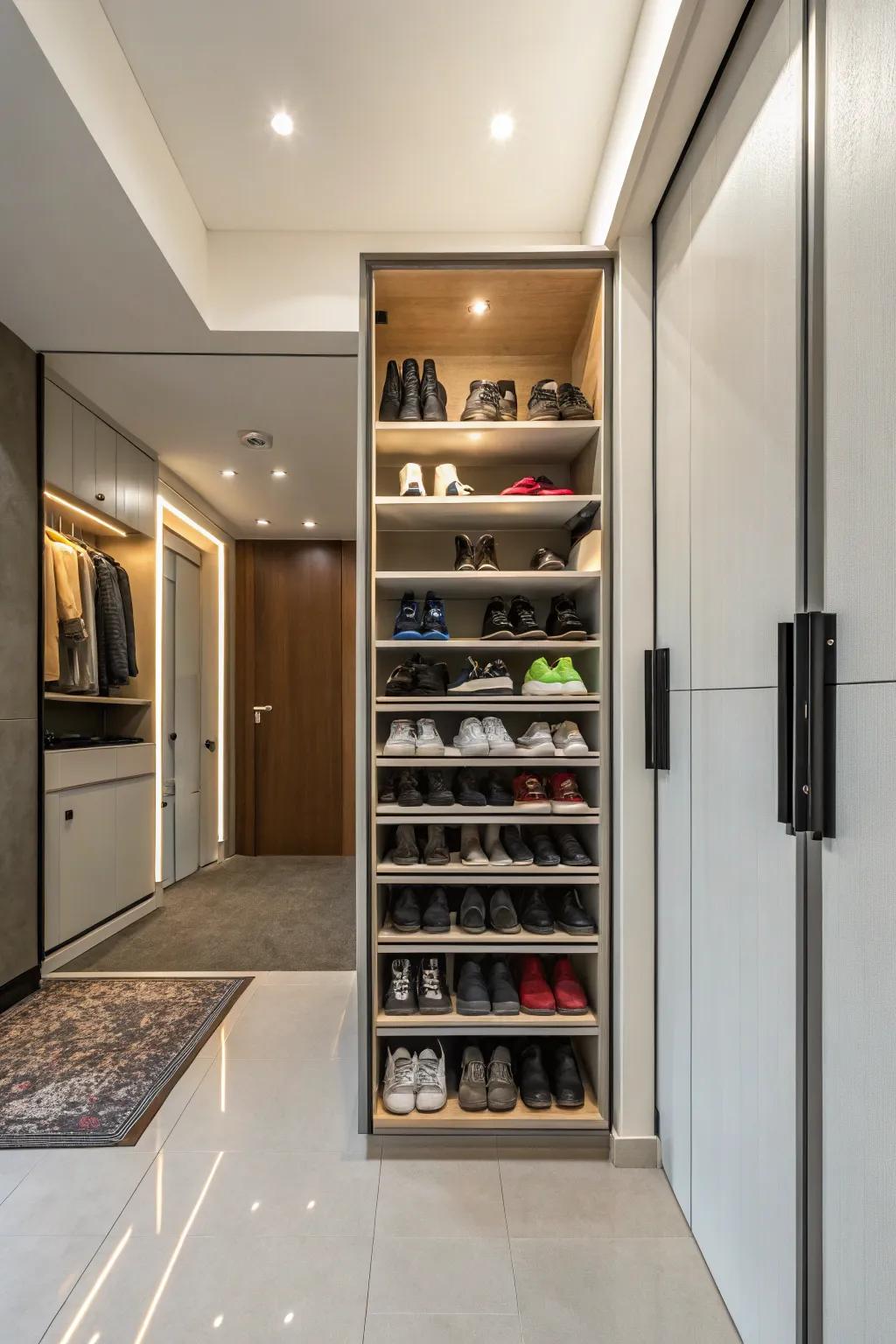 Simple open shelving keeps your shoes neatly displayed and easy to grab.