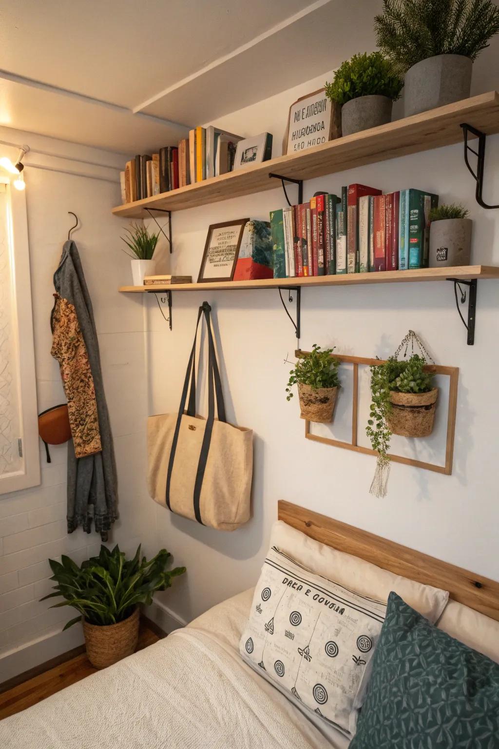 Utilize vertical storage to its full potential in smaller Airbnb bedrooms.