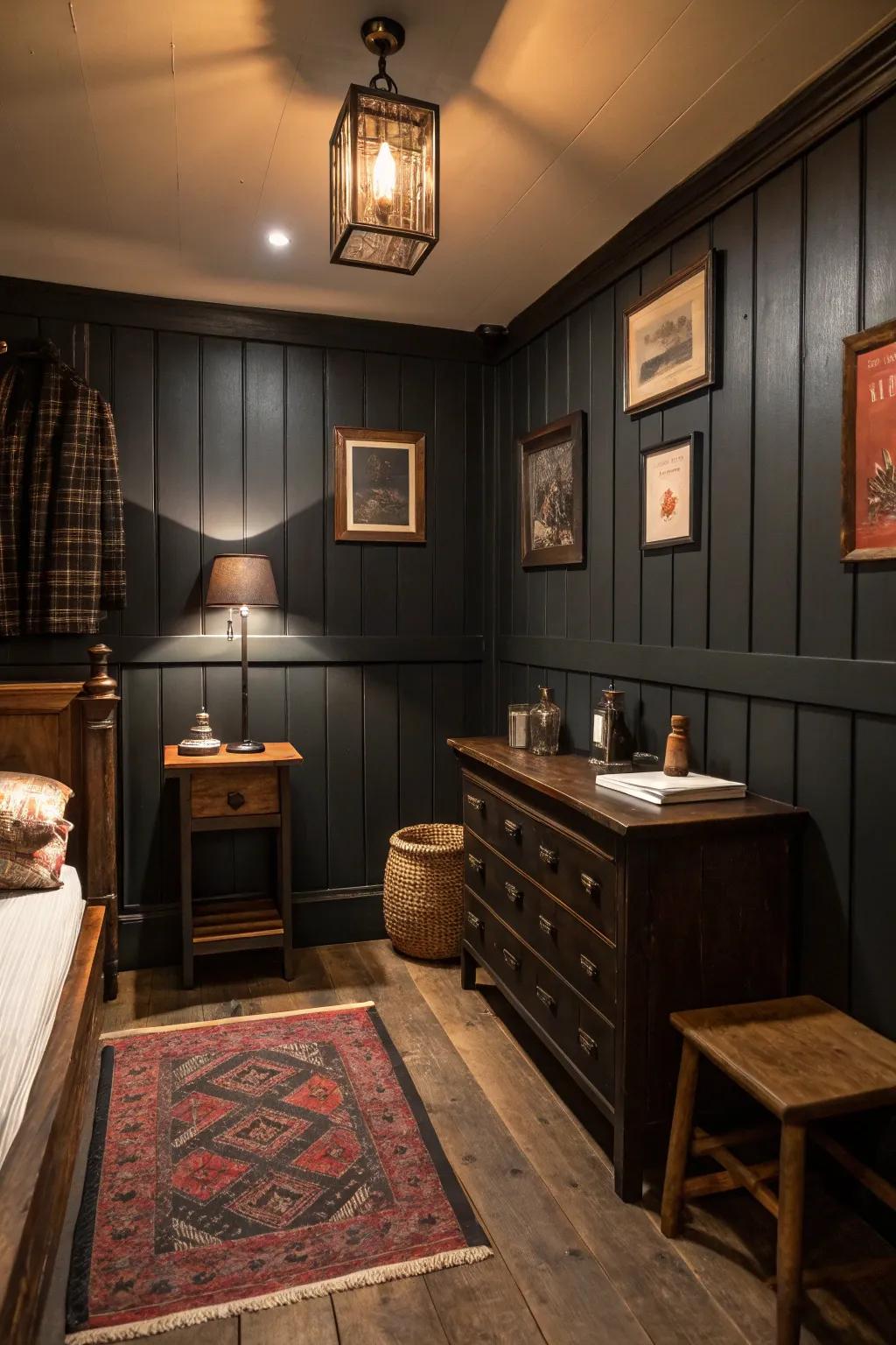 Shadowy shades fashion a snug and stylish ambiance in this intimate cigar space.