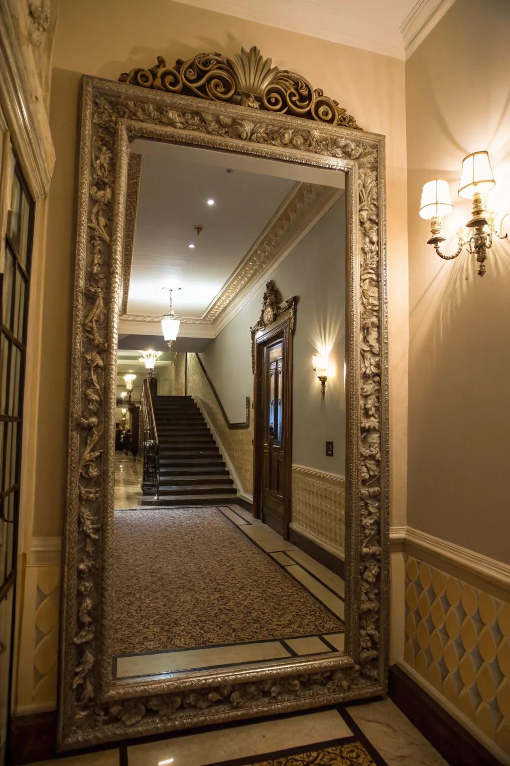 Mirrors bounce light and amplify space, ensuring compact landings exude openness and brightness.