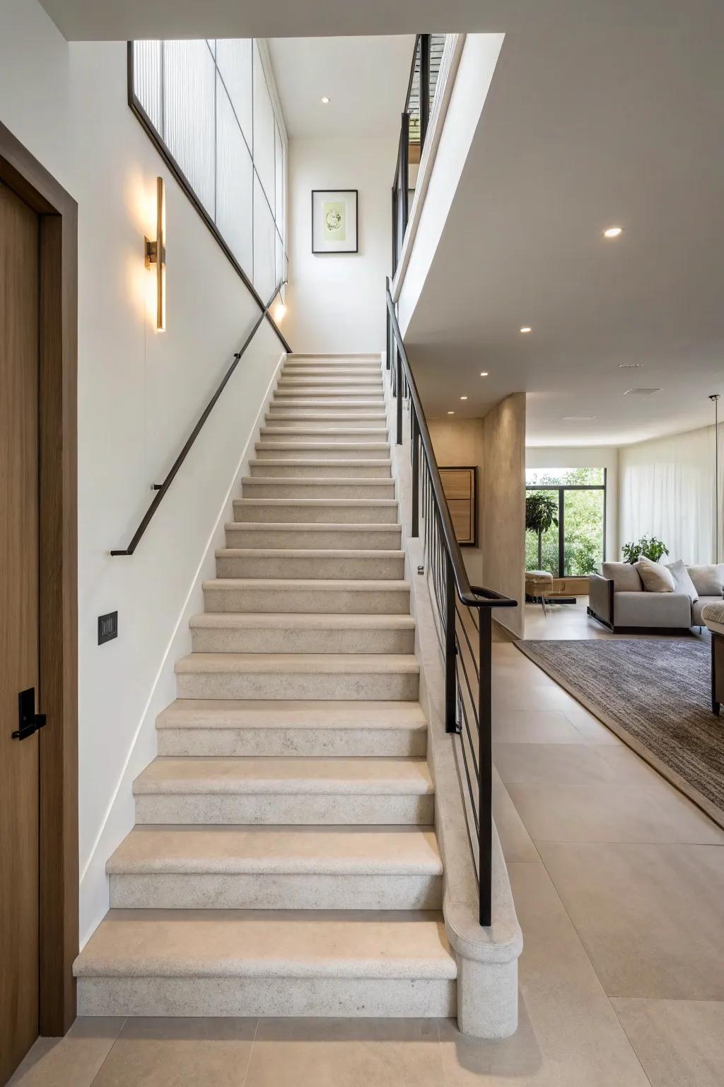 Adopting a minimalist design with pure lines can bring a modern and sharp look to your staircase.