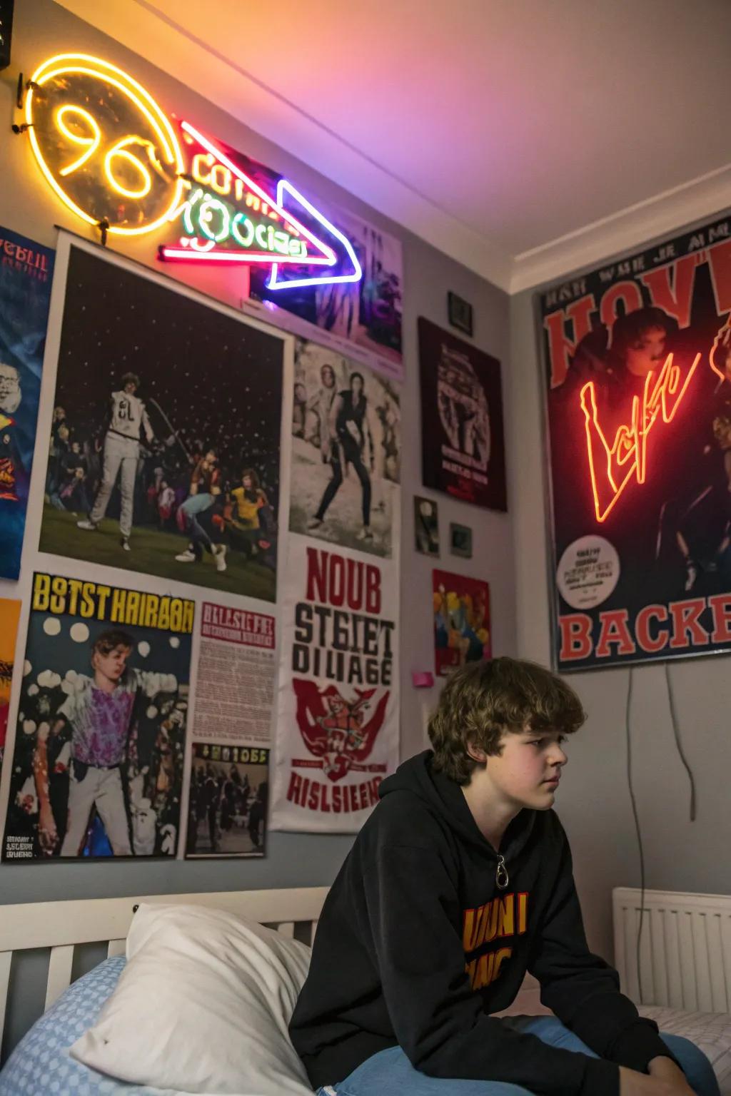 Bold wall art and neon signs bring personality to any teen's room.