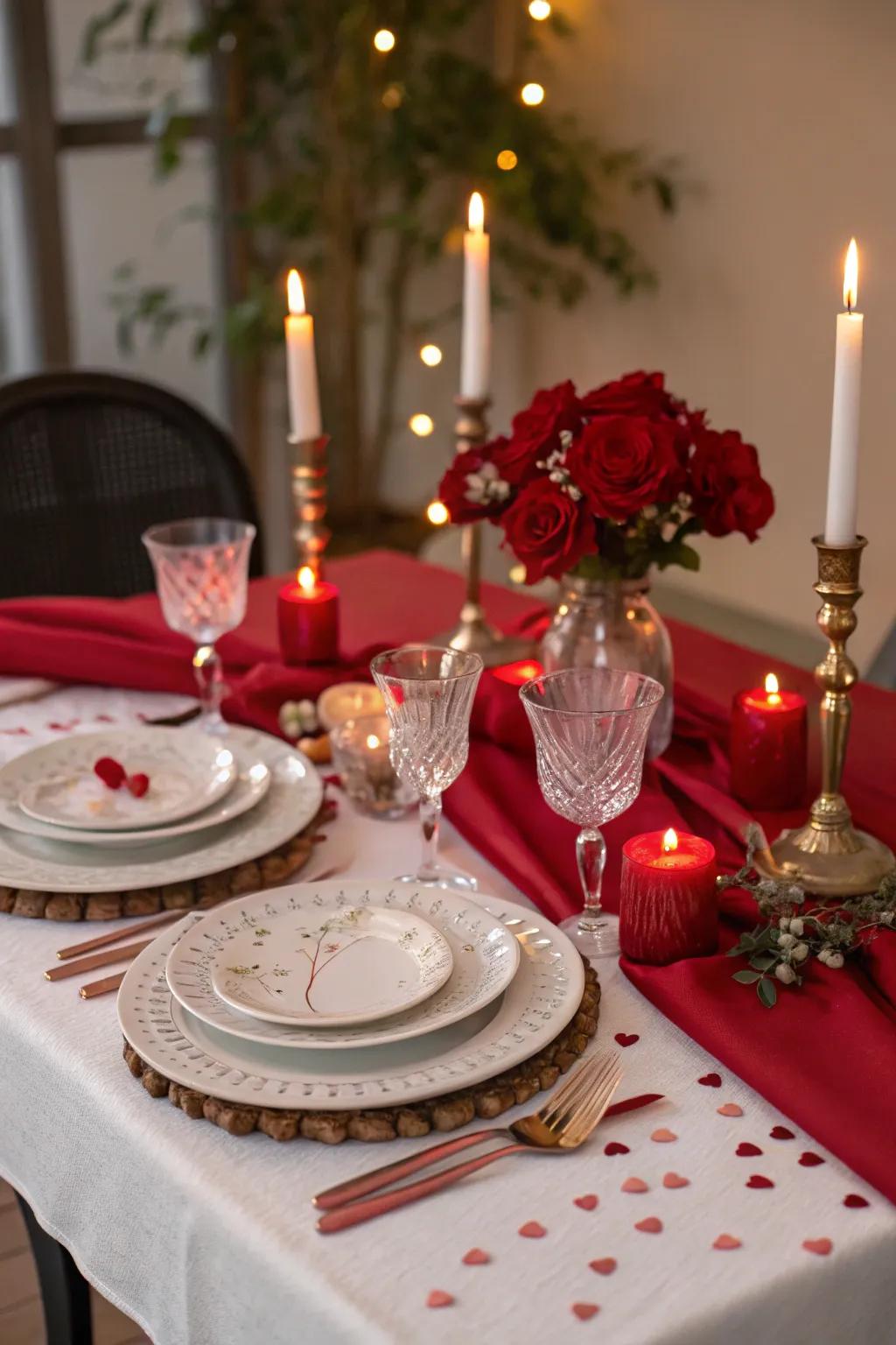 An enchanting dinner arrangement, perfectly styled for Valentine's Day.