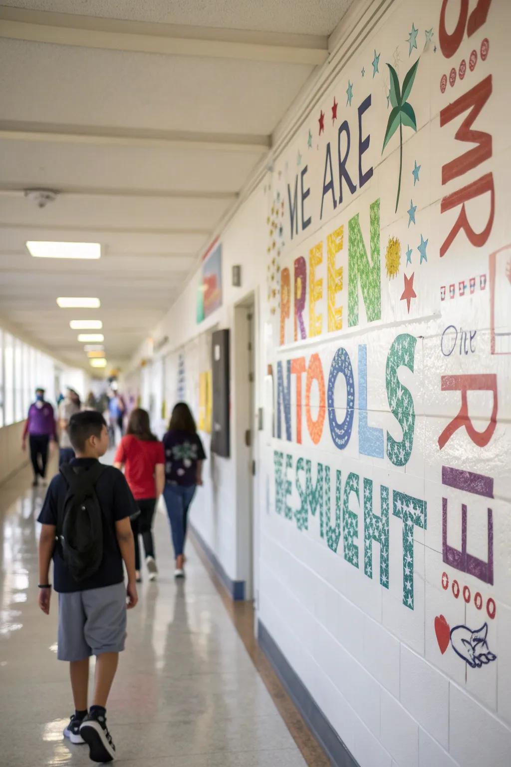 A wall adorned with uplifting phrases, serving as a constant source of motivation for passing students.