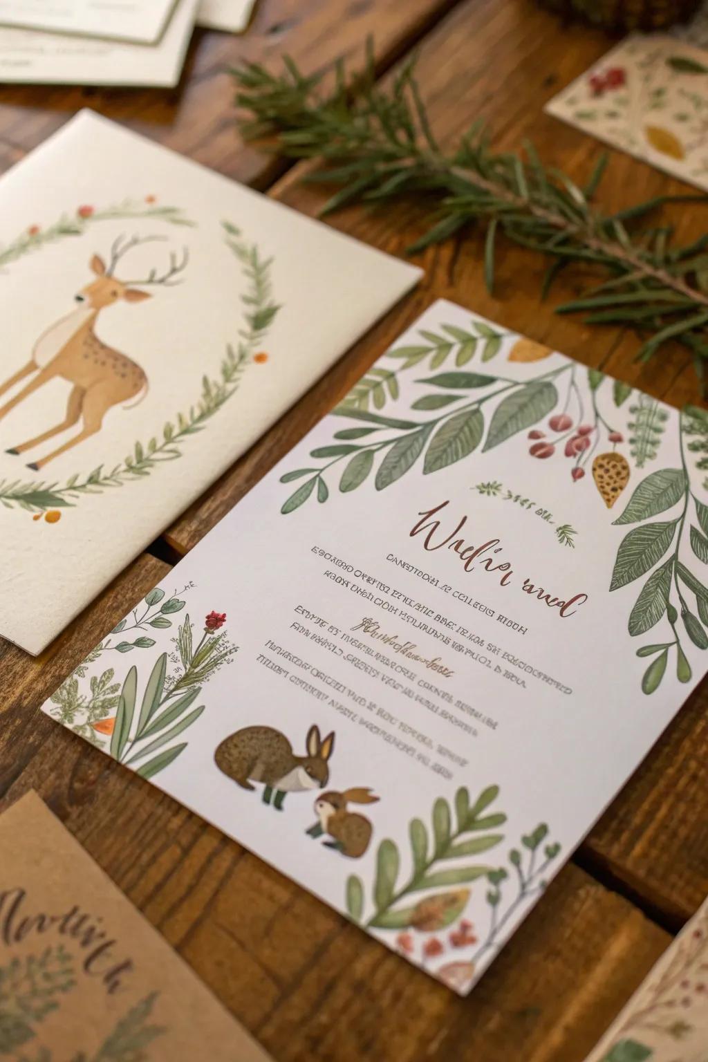 Delight your guests with enchanting forest invitations.