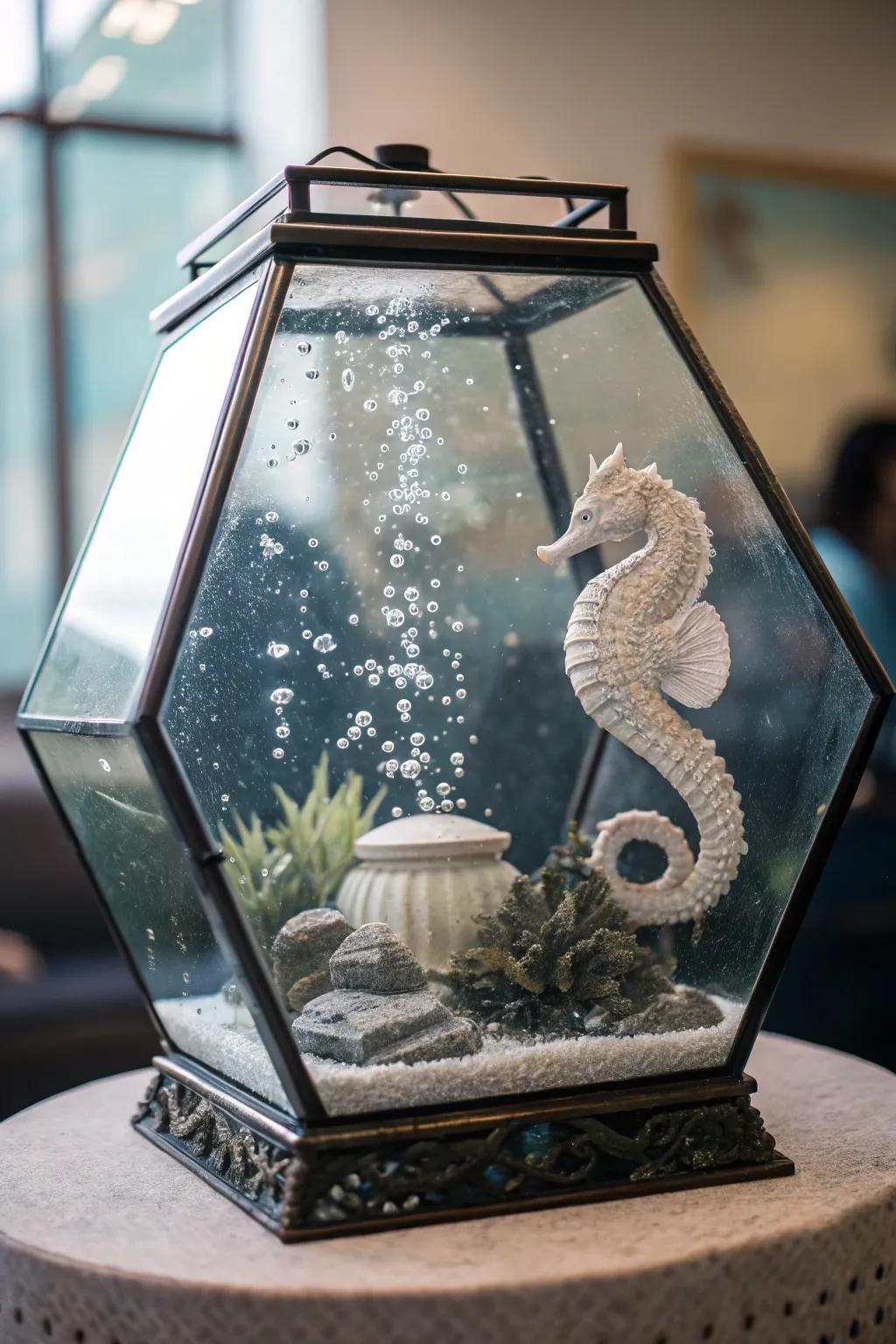 Elevate your enclosure's allure via an aquatic sculpture.