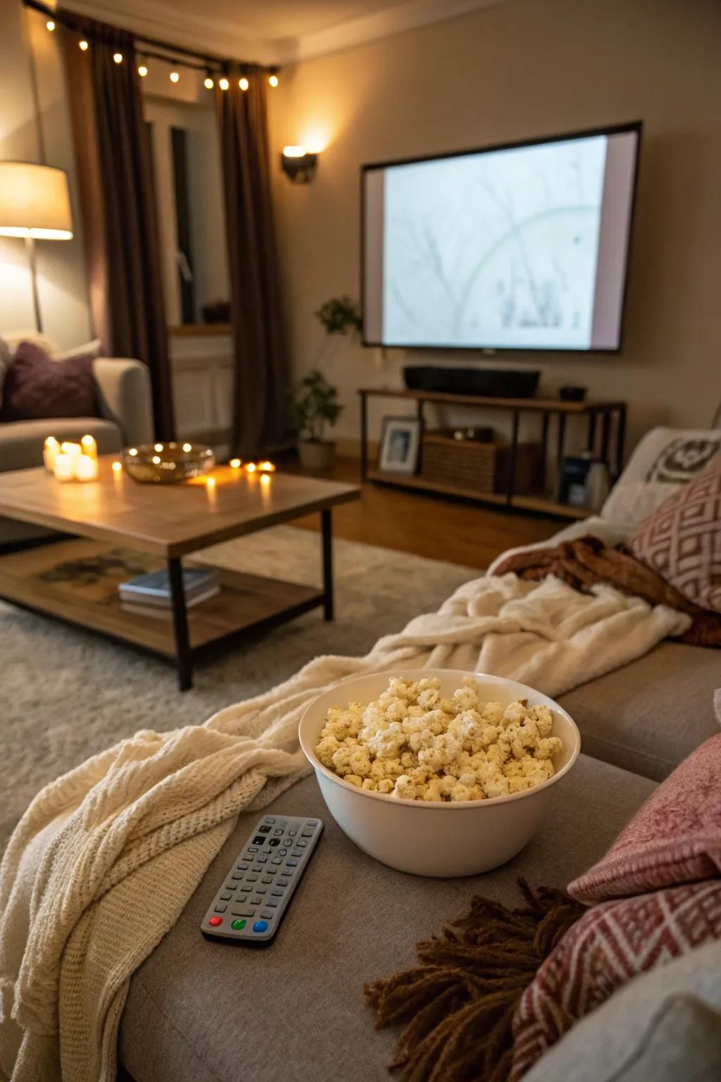 Create a cozy home theater experience for Mother’s Day.