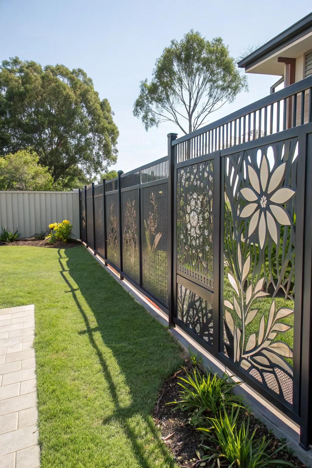 Metal fencing combines privacy with modern design.