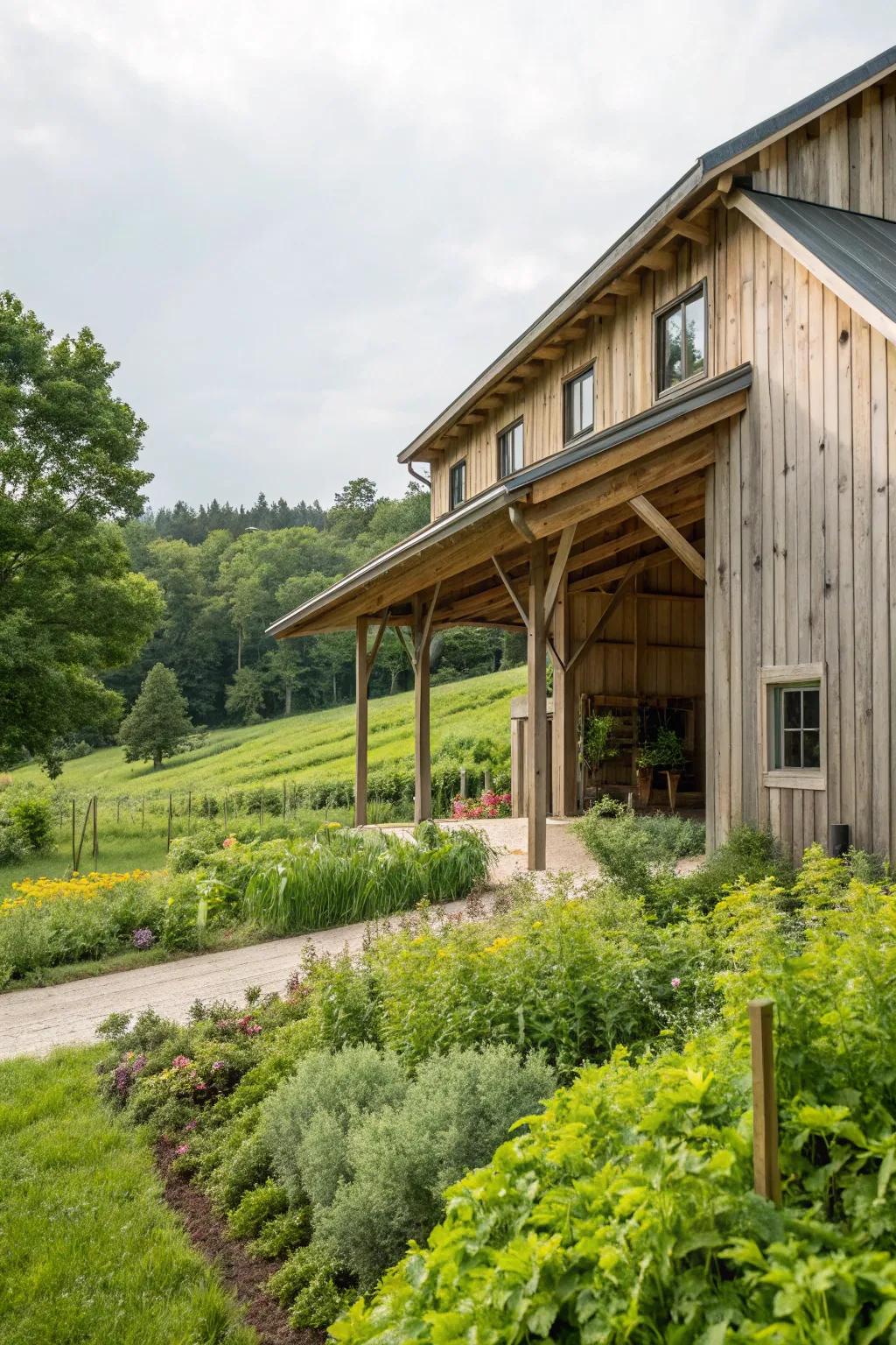An eco-friendly overhang that respects the earth.