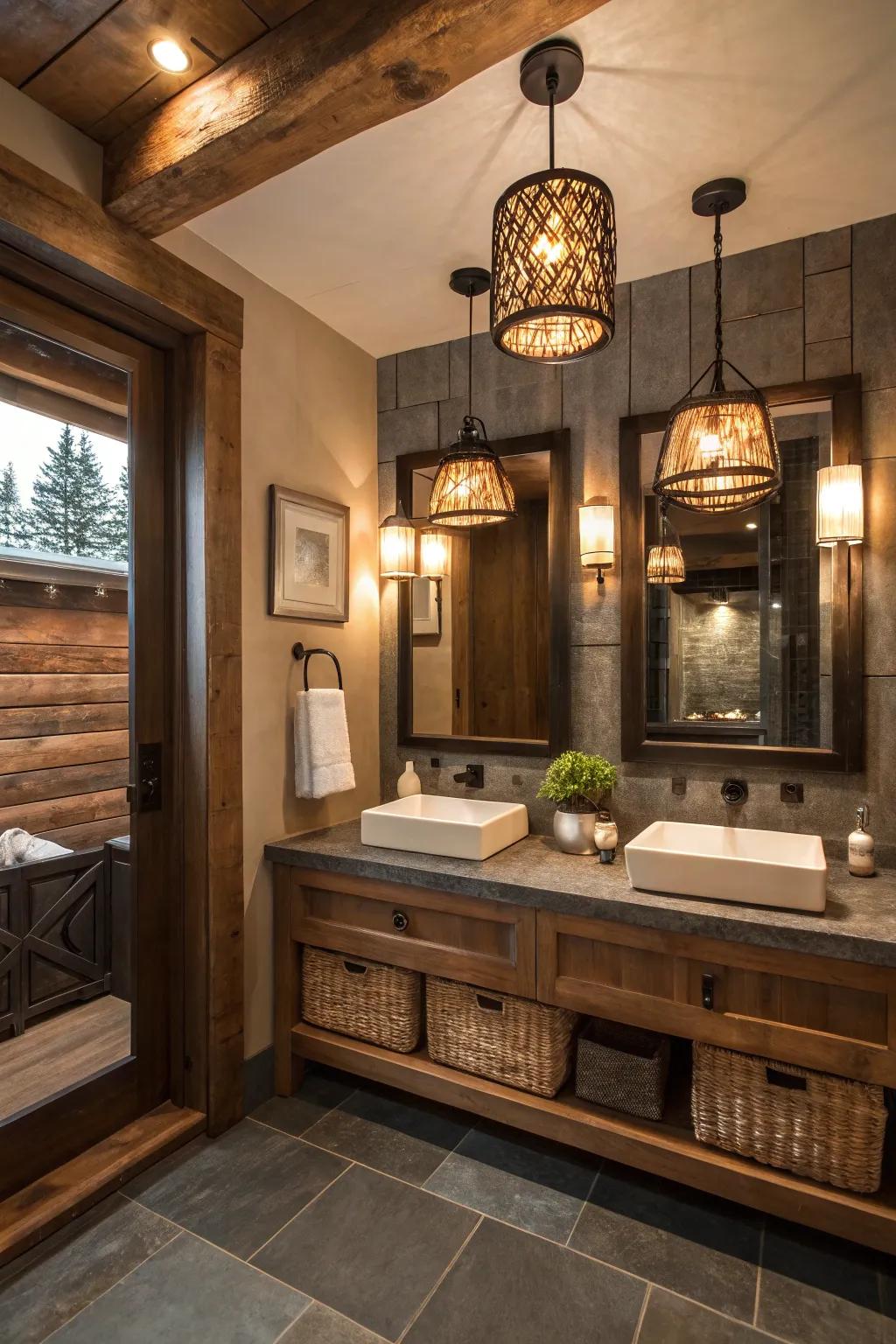 Rustic elements paired with modern design create a balanced look.