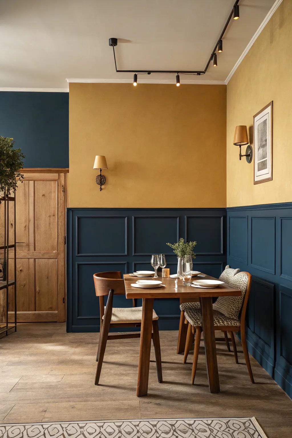 Incorporate visual intrigue through a duo-tone pigment scheme.