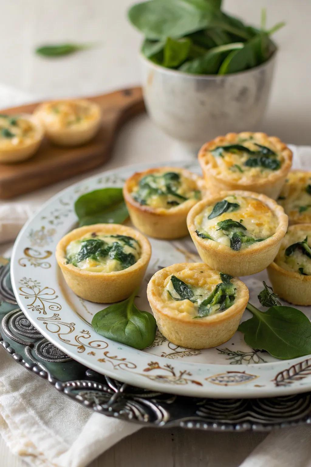 Elegant mini quiche bites for a savory brunch option.