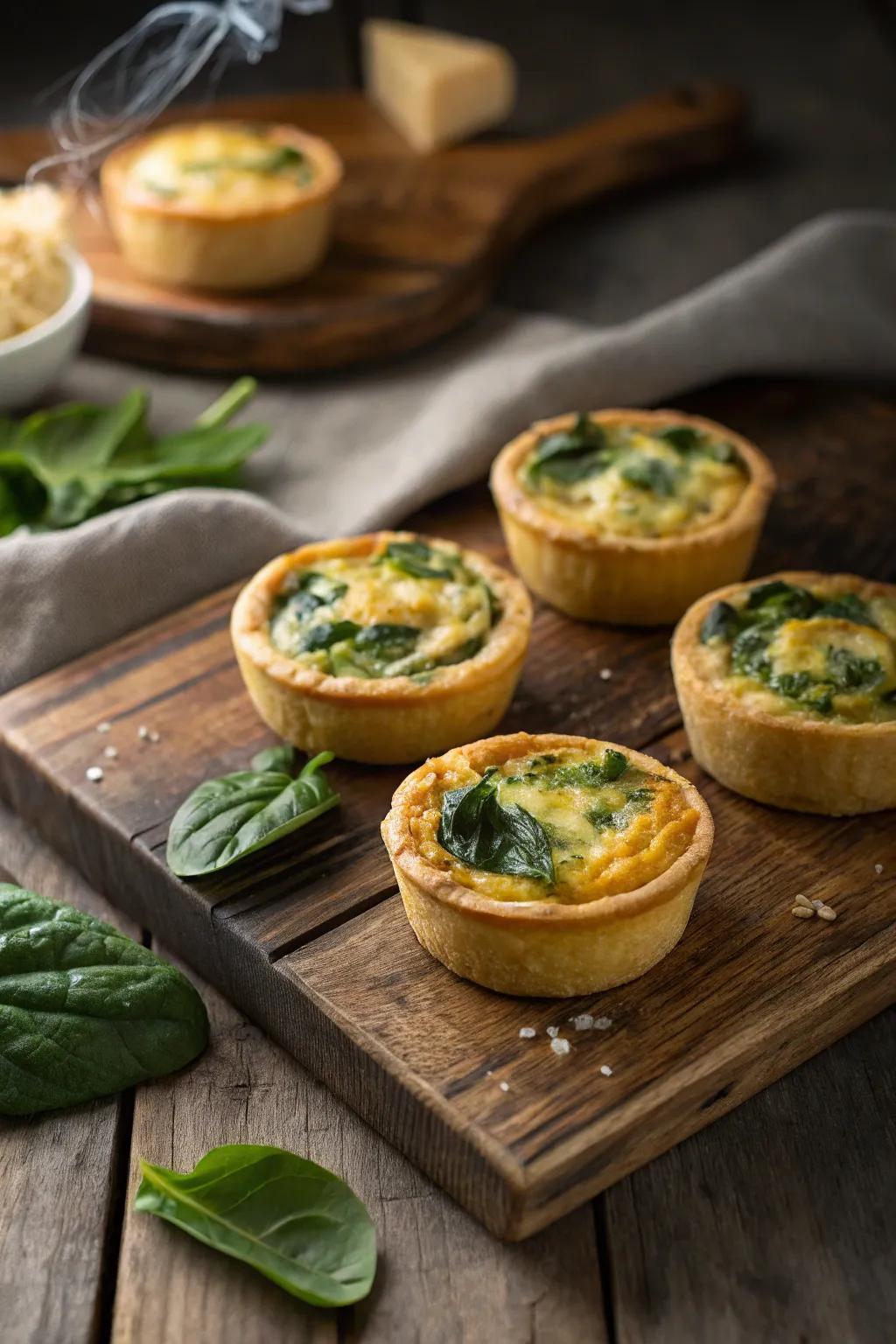 Tiny savory pies present a warm and hearty choice.