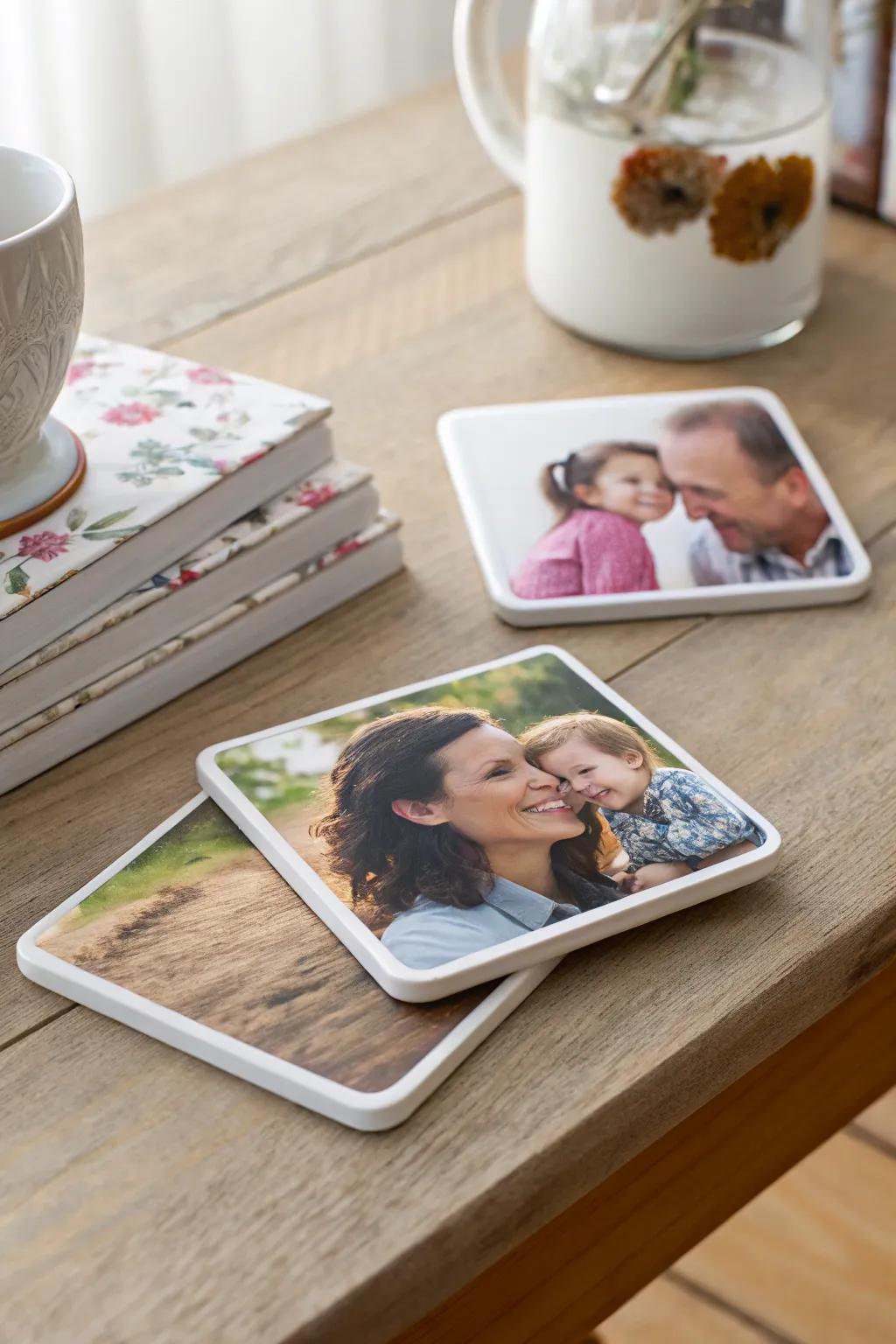 Personalized coasters add a personal touch to any home