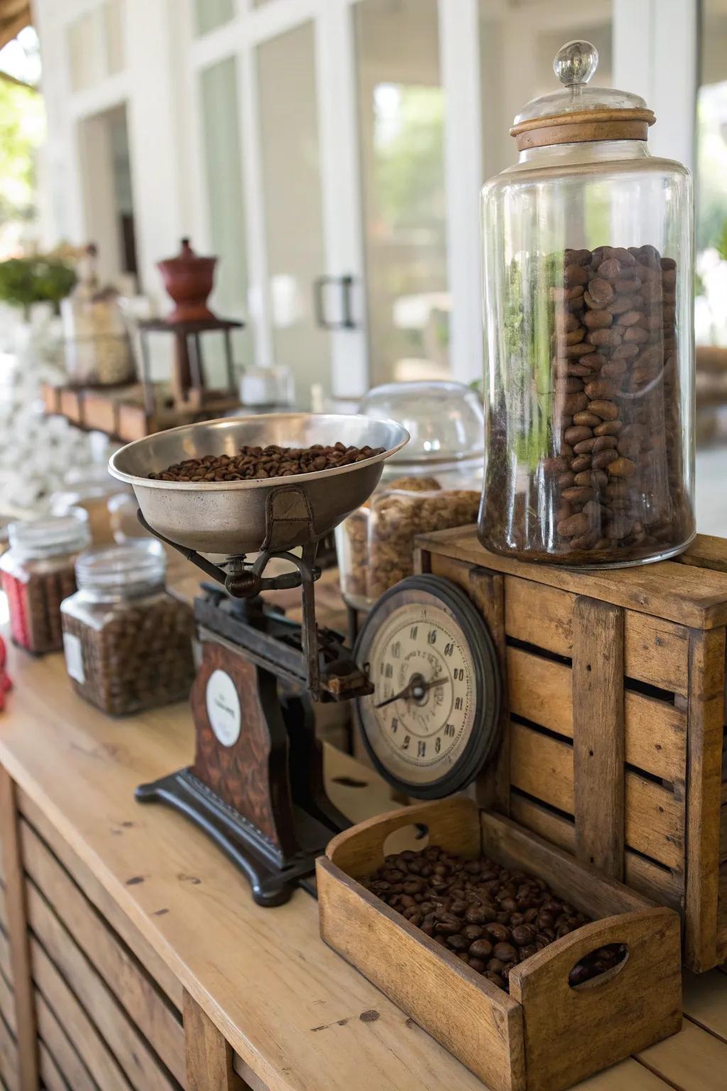 Vintage elements add character to your coffee station.