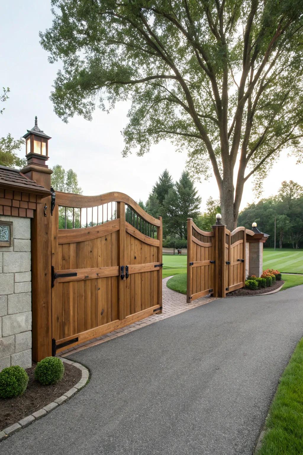 A grand entrance gate delivers both security and aesthetic appeal.