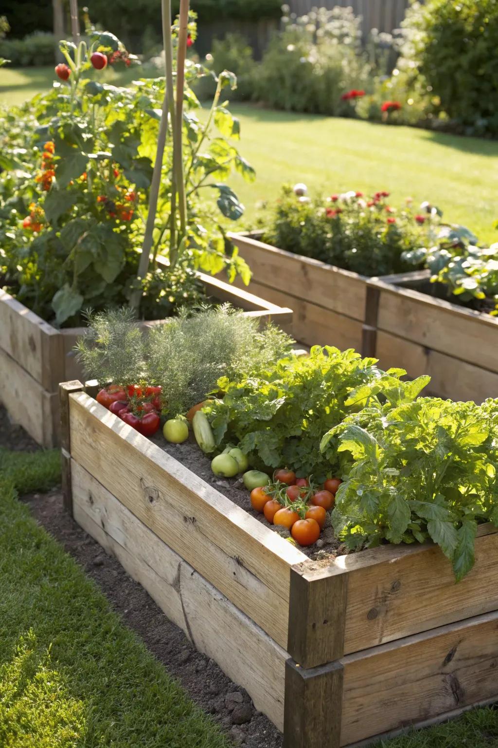 Elevated plots offer a useful and stylish solution for vegetable planting.