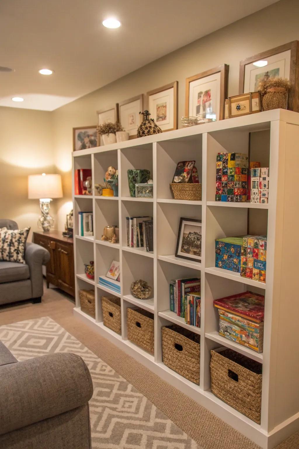 Cubbies offering a home for each puzzle.