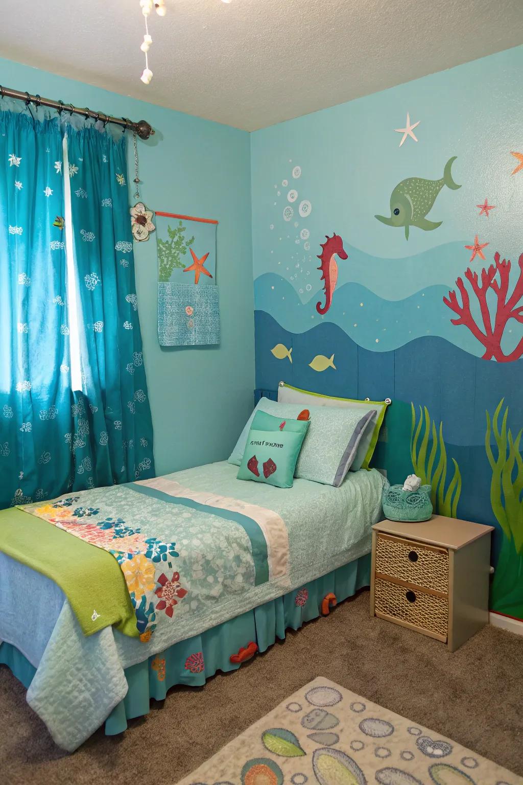An under the sea themed room perfect for aquatic adventures.