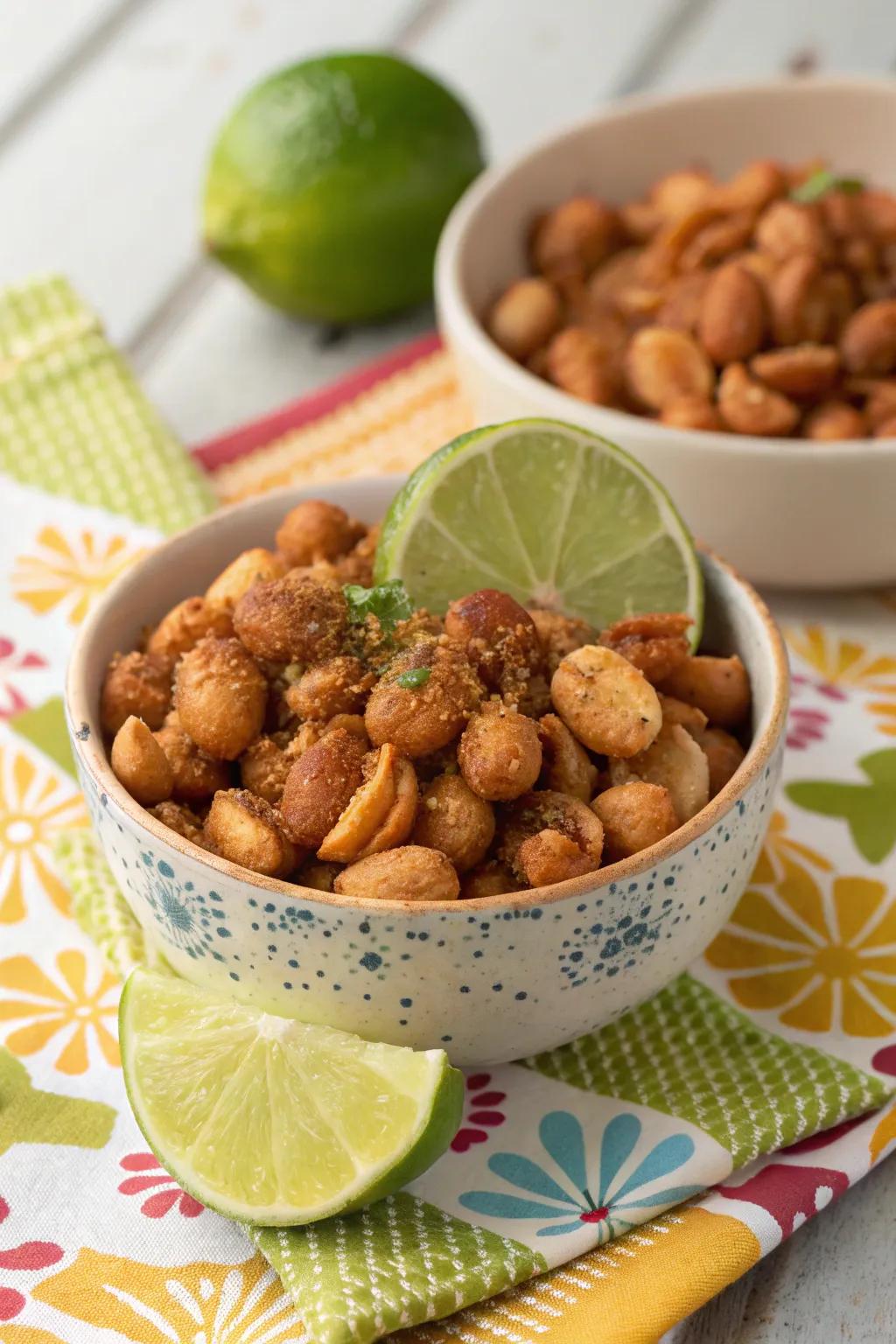 Chili lime nuts for a spicy, crunchy surprise.