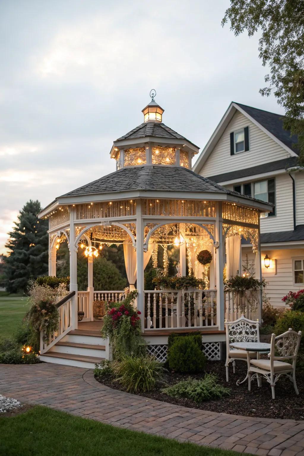 An attached gazebo with vintage flair enhancing outdoor living spaces.