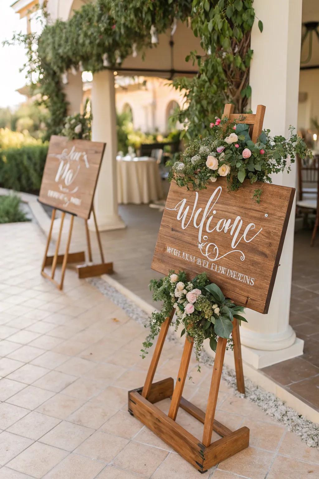 Personalized signs guide and welcome guests with style.