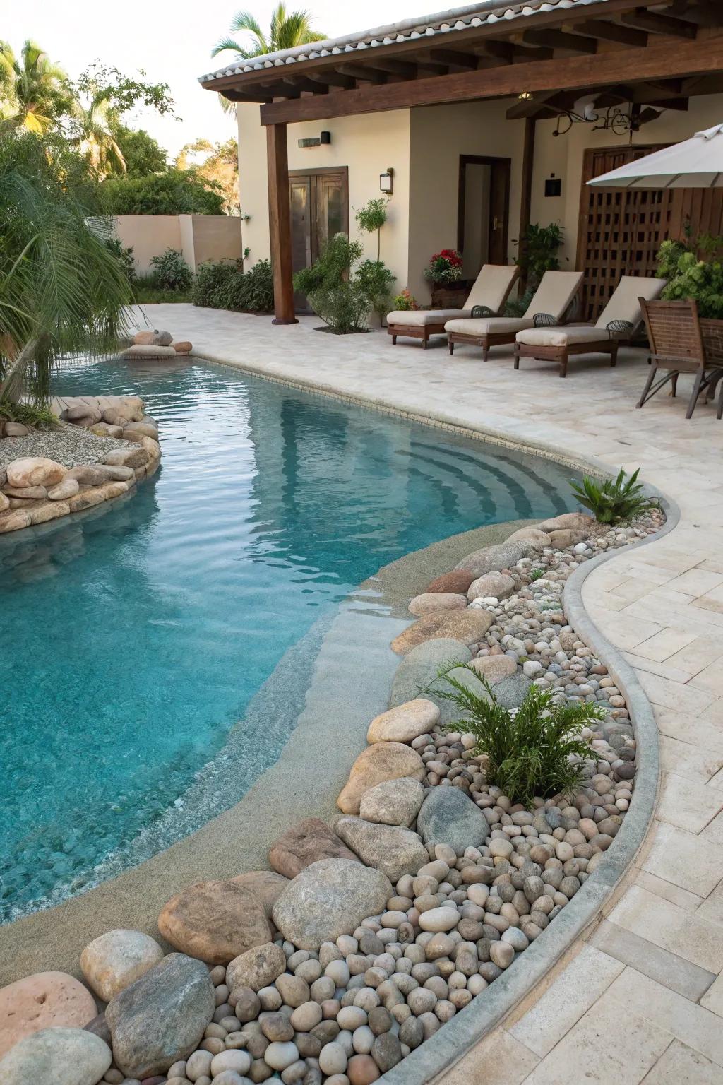 Enjoy easy access with a beach entry pool.