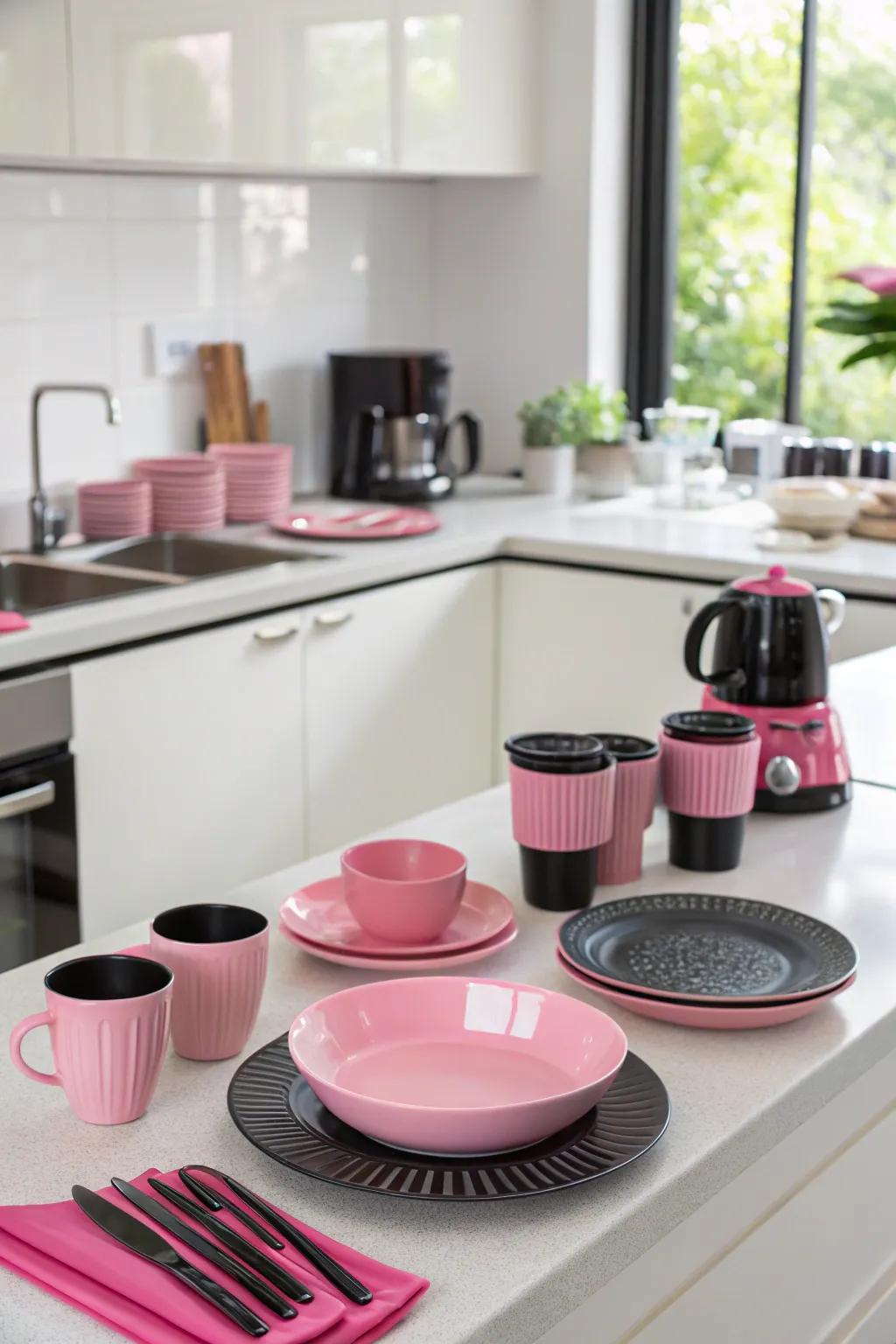 Thoughtfully chosen accessories add cohesive flair to the kitchen.