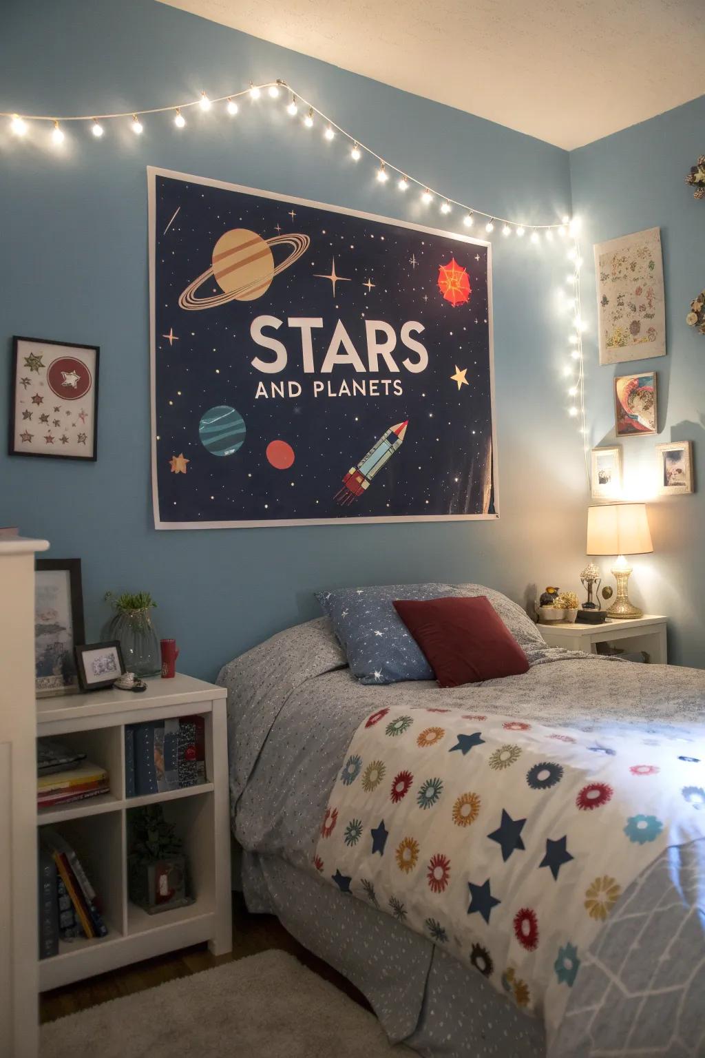 A heavenly name sign birthing a magical bedtime atmosphere.