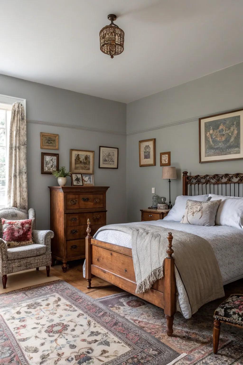 Vintage touches add character to a Stone Echo bedroom.